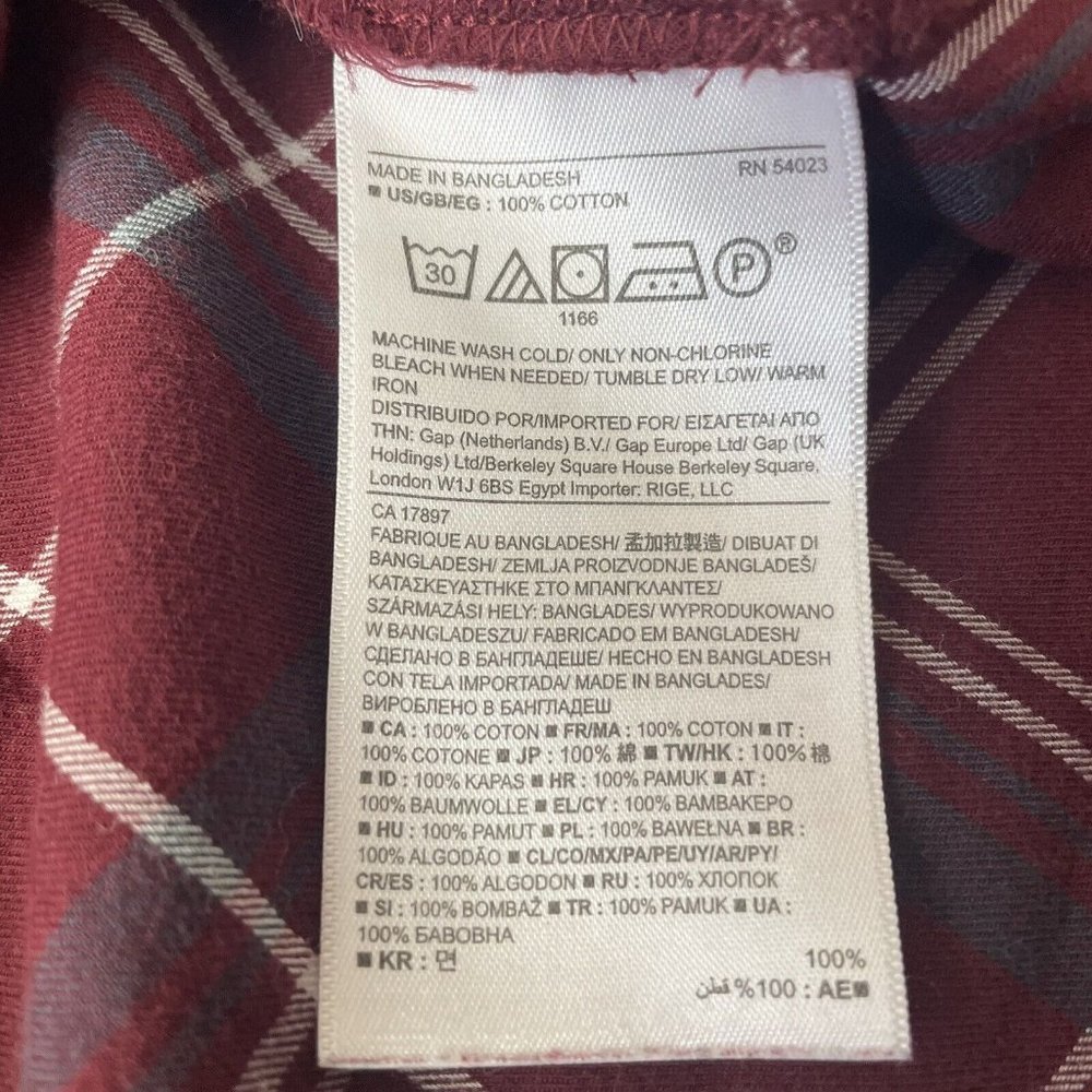 Banana Republic Shirt Womens XS Dark Red Plaid Button Down Casual 100% Cotton - Picture 4 of 7